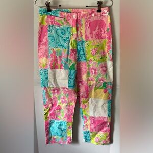 Lilly Pulitzer white label multicolored patchwork pants size 2 floral